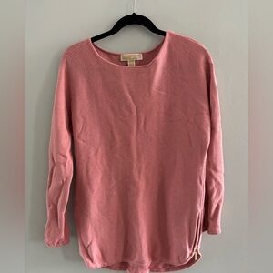 MICHAEL Michael Kors Pink Long Sleeve Sweater Top Gold Zippers Sz. Medium